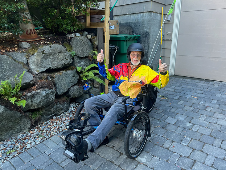 Ben going for a ride in his wheelchair